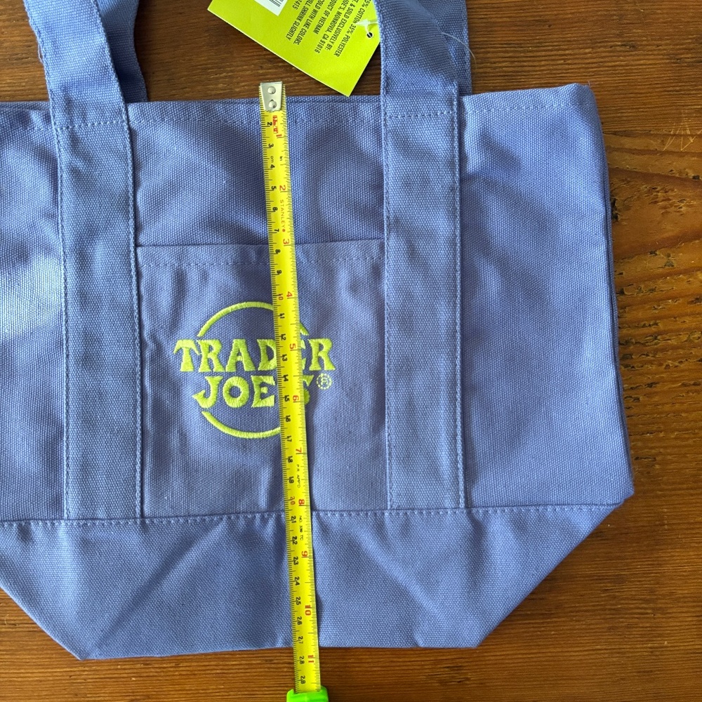 NWT Trader Joe's Mini Trick or Treat Canvas Tote Bag, Purple and Green - Picture 3 of 7